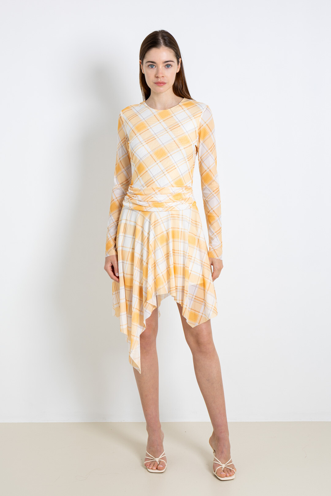 Grossiste ELLI WHITE - Robe asymétrique à carreaux