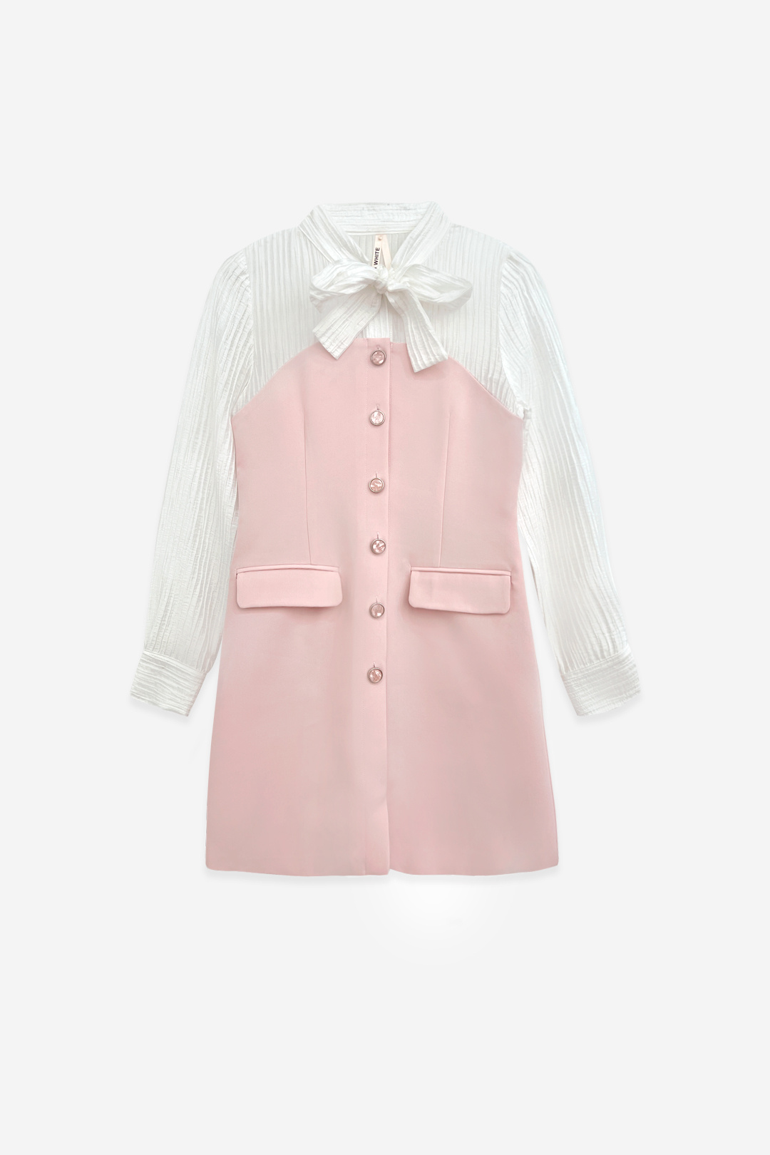 Grossiste ELLI WHITE - Robe bicolore avec col lavallière