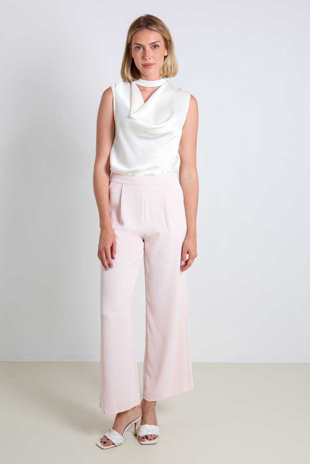 Mayorista ELLI WHITE - Mono bicolor con cuello drapeado