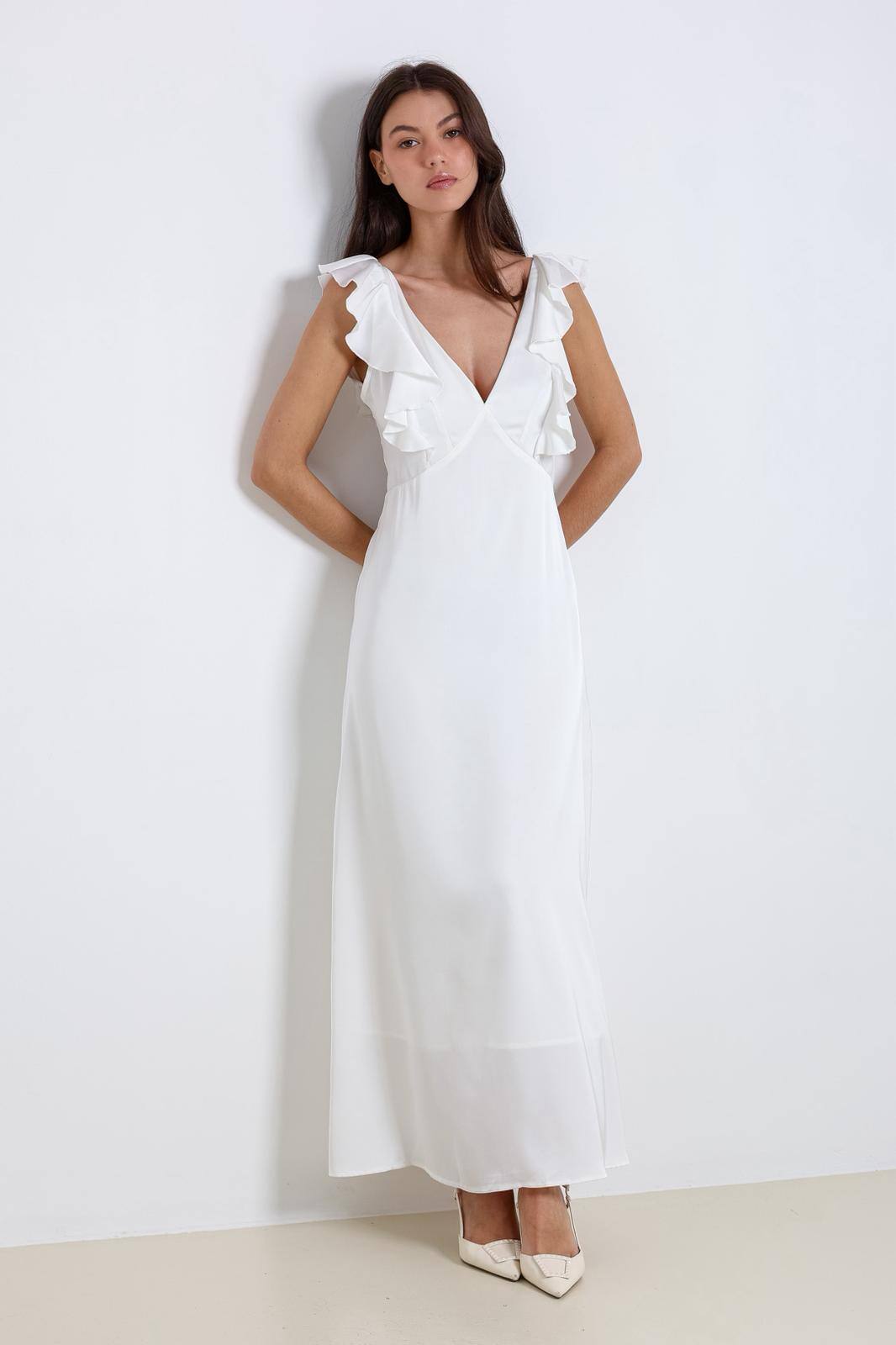 Grossiste ELLI WHITE - Robe longue en satin