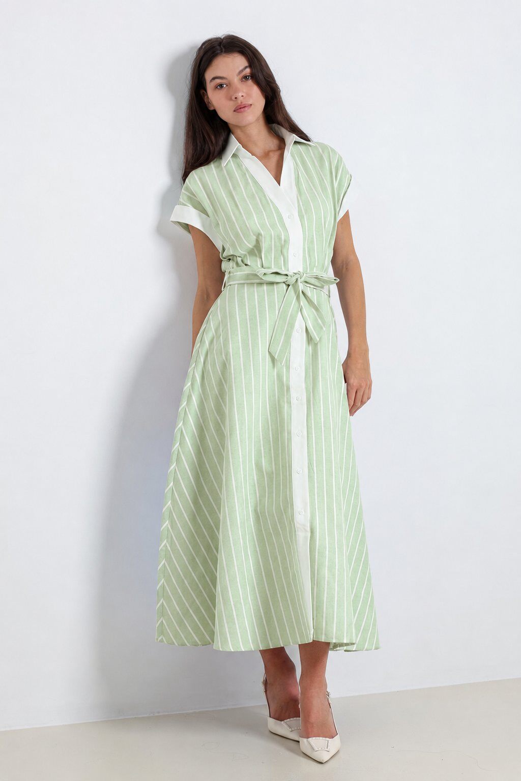 Mayorista ELLI WHITE - Vestido largo a rayas sin mangas