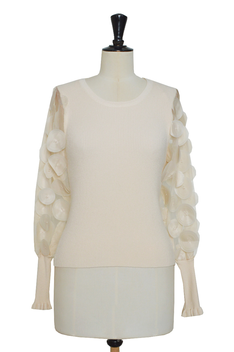 Wholesaler ELLI WHITE - Knitted sweater with fancy sleeves