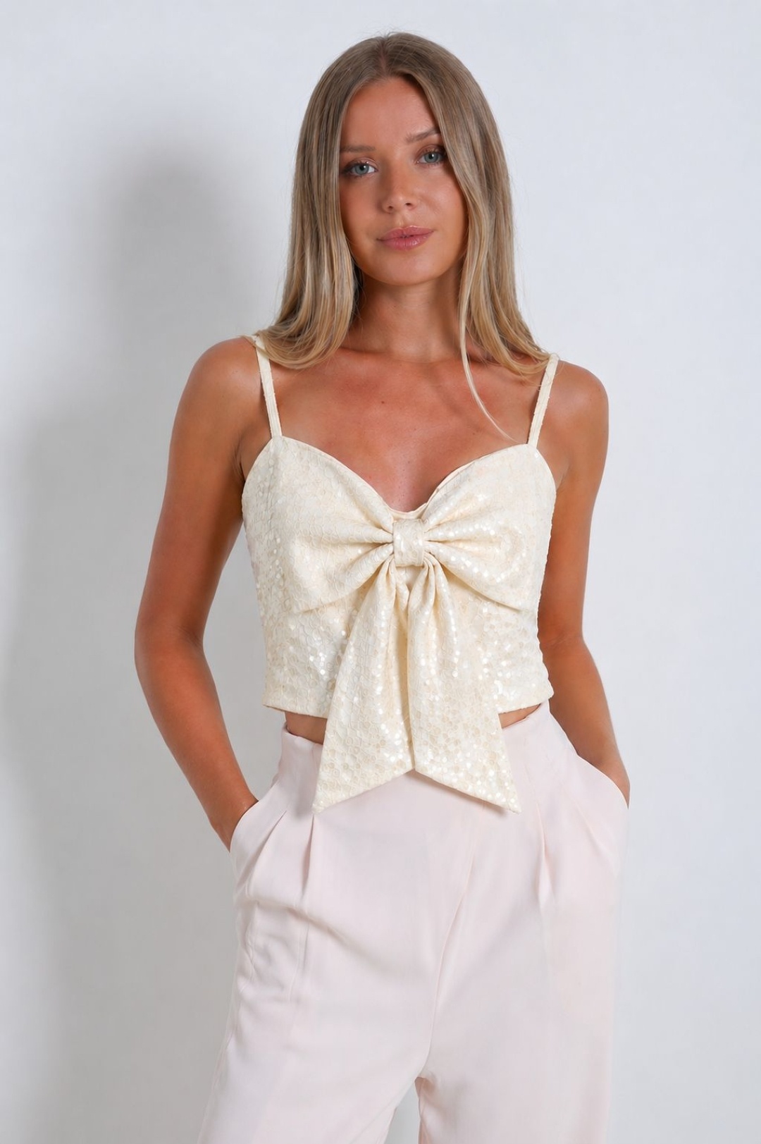 Wholesaler ELLI WHITE - Sequin top with bow