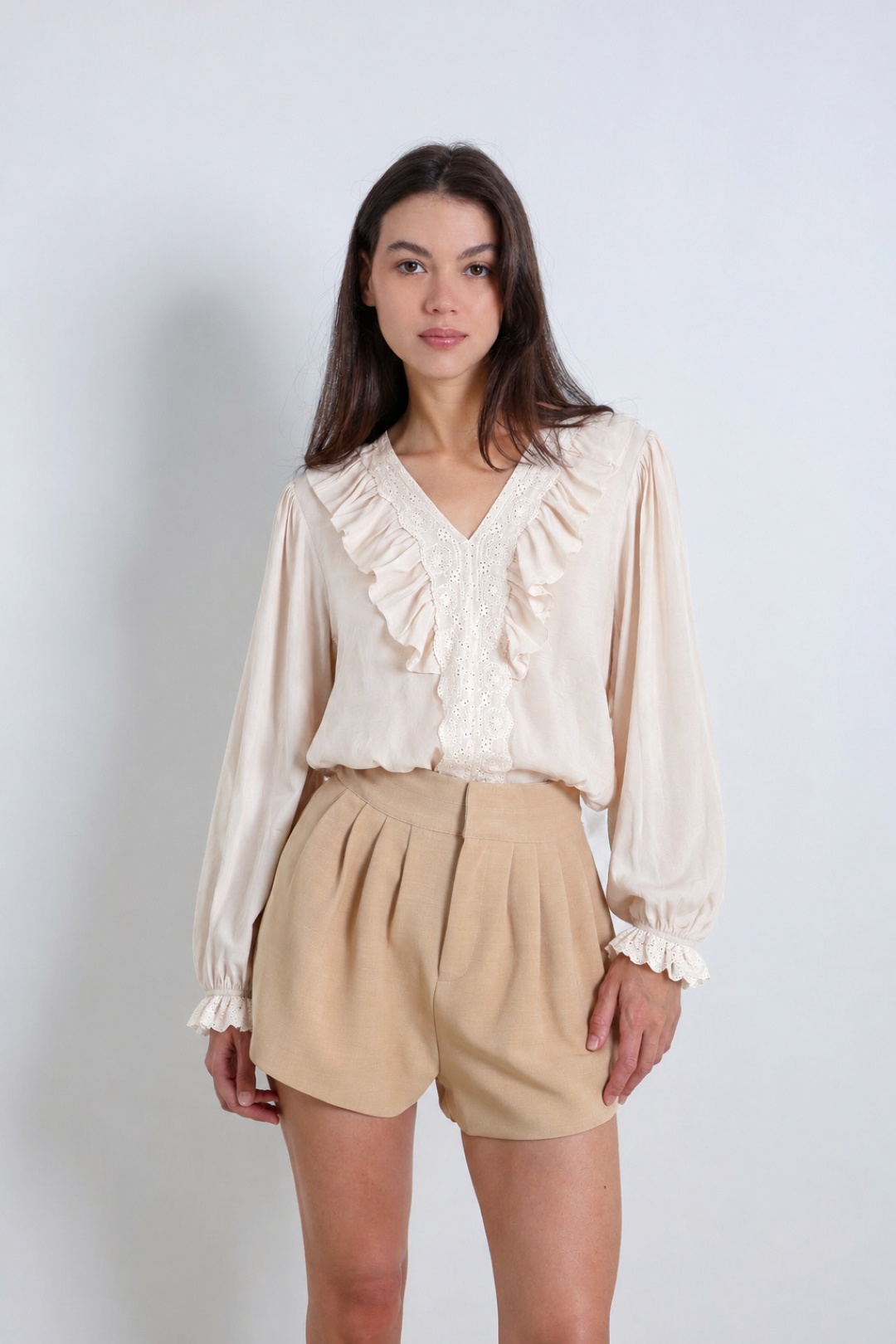 Mayorista ELLI WHITE - Top de volantes de viscosa
