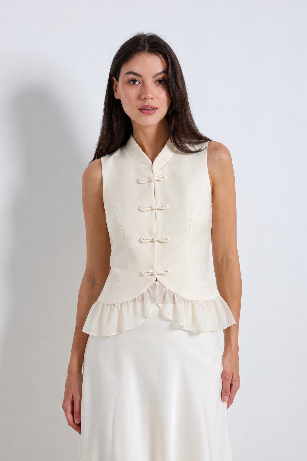 Mayorista ELLI WHITE - Top sin mangas con cuello mao