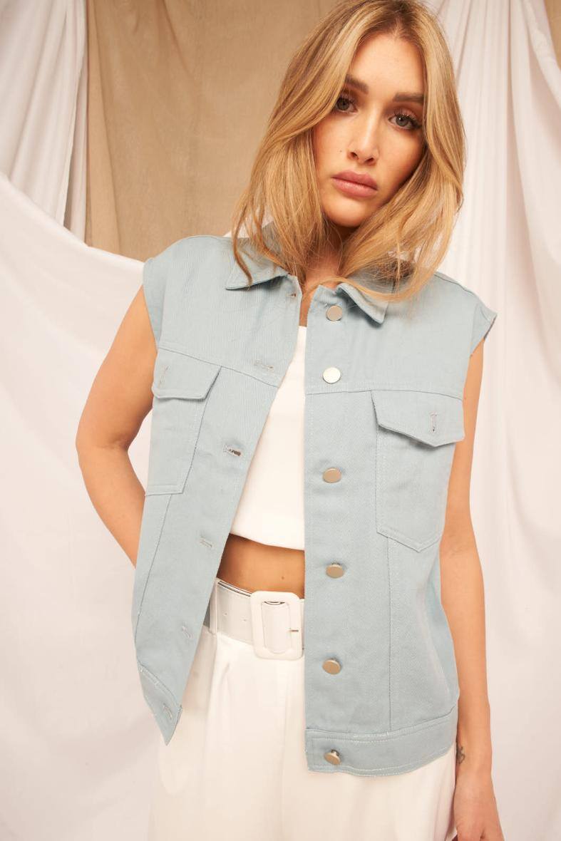 Grossiste ELLI WHITE - Veste en Jean Sans Manche
