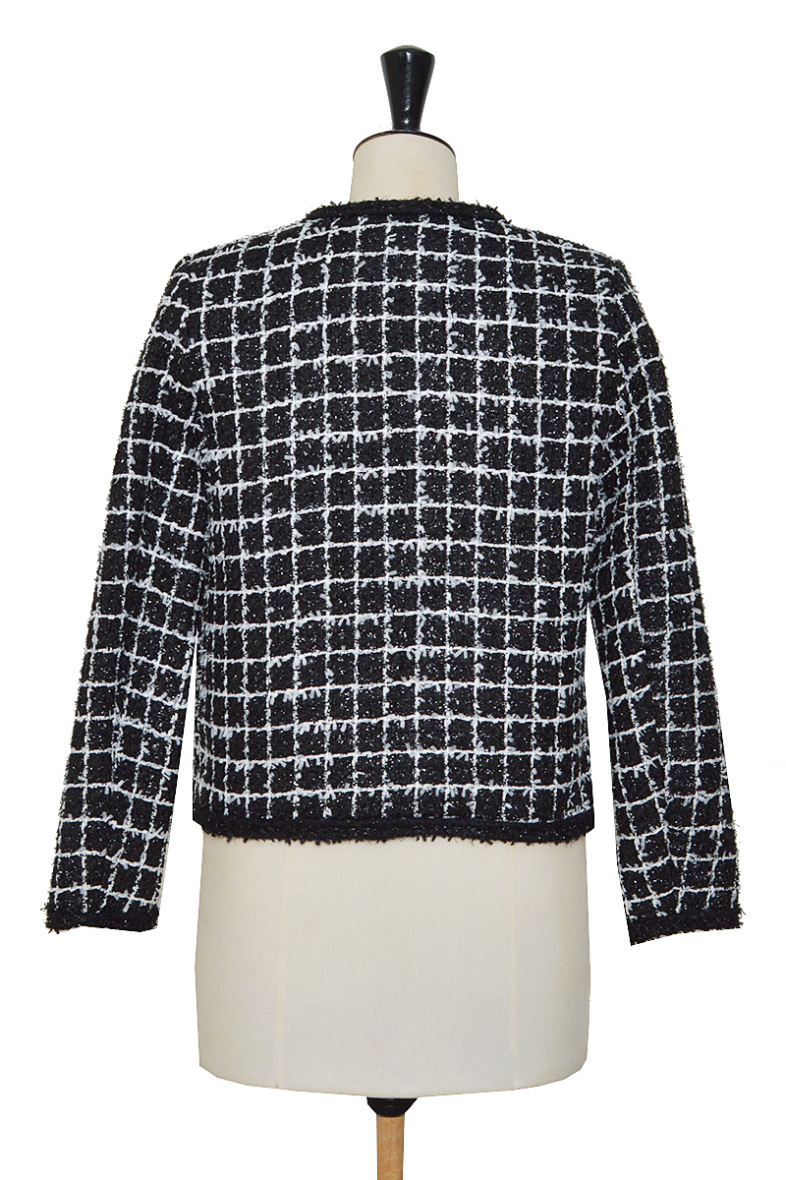 Checked tweed jacket with pearl buttons and edging ELLI