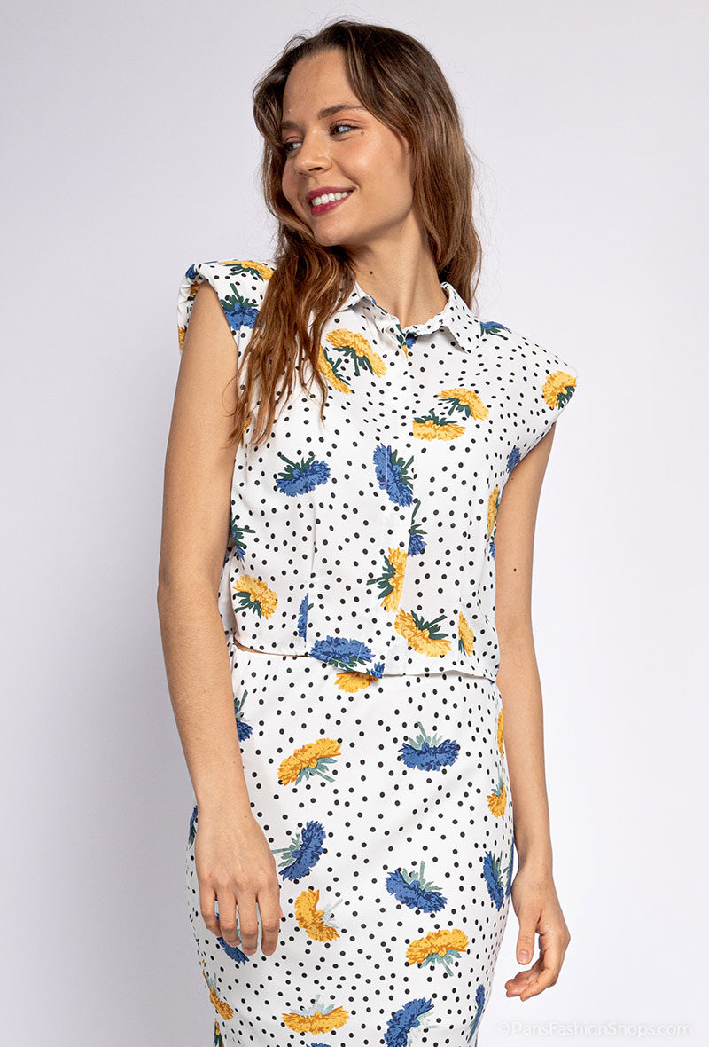 Grossiste ELLILY - Chemise à pois et fleurs