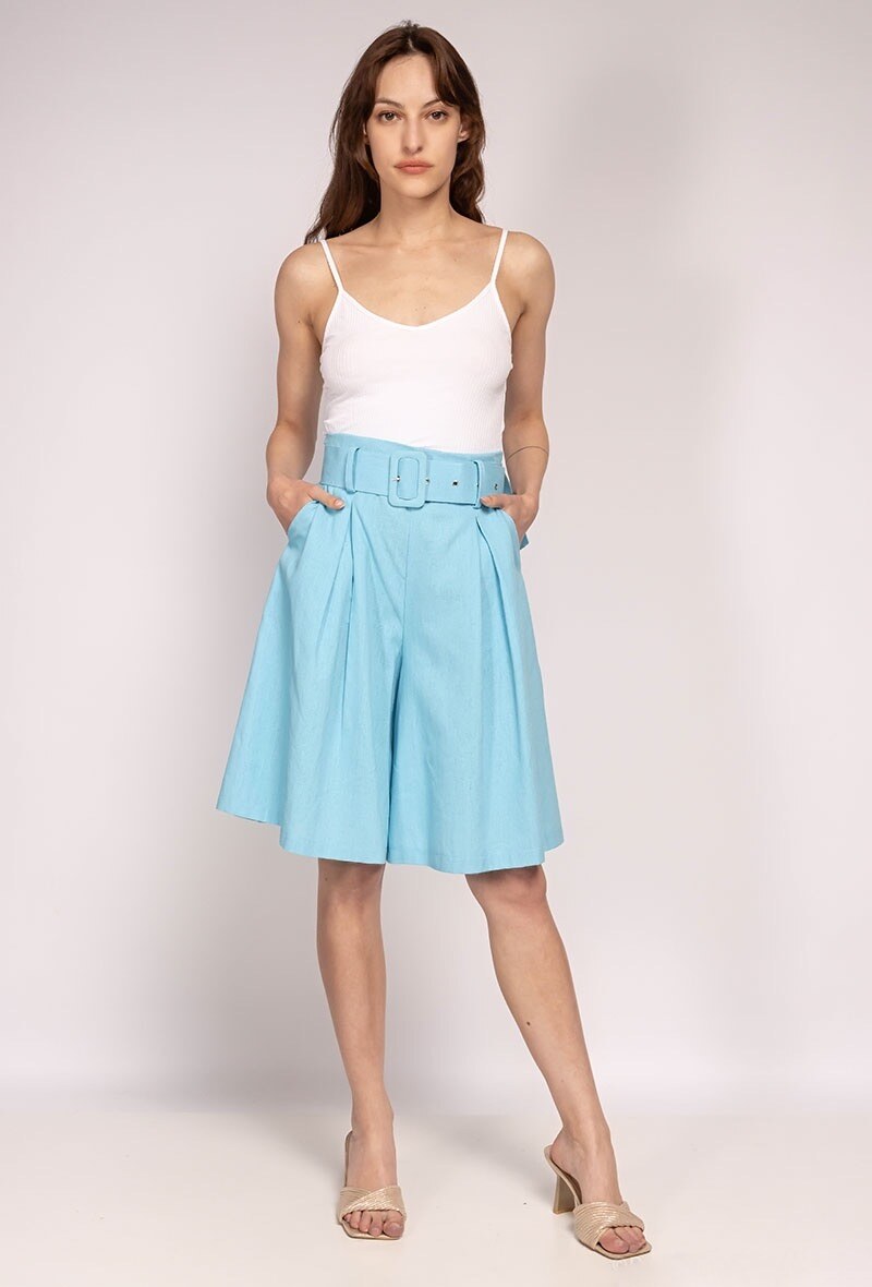 Wholesaler ELLILY - Linen short bermudas with belt
