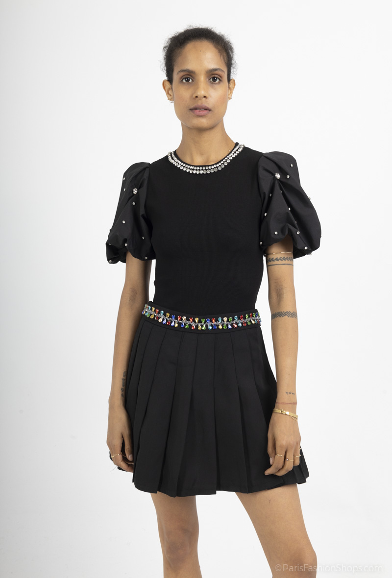 Wholesaler ELSA M - Puff sleeve bodysuit with rhinestones