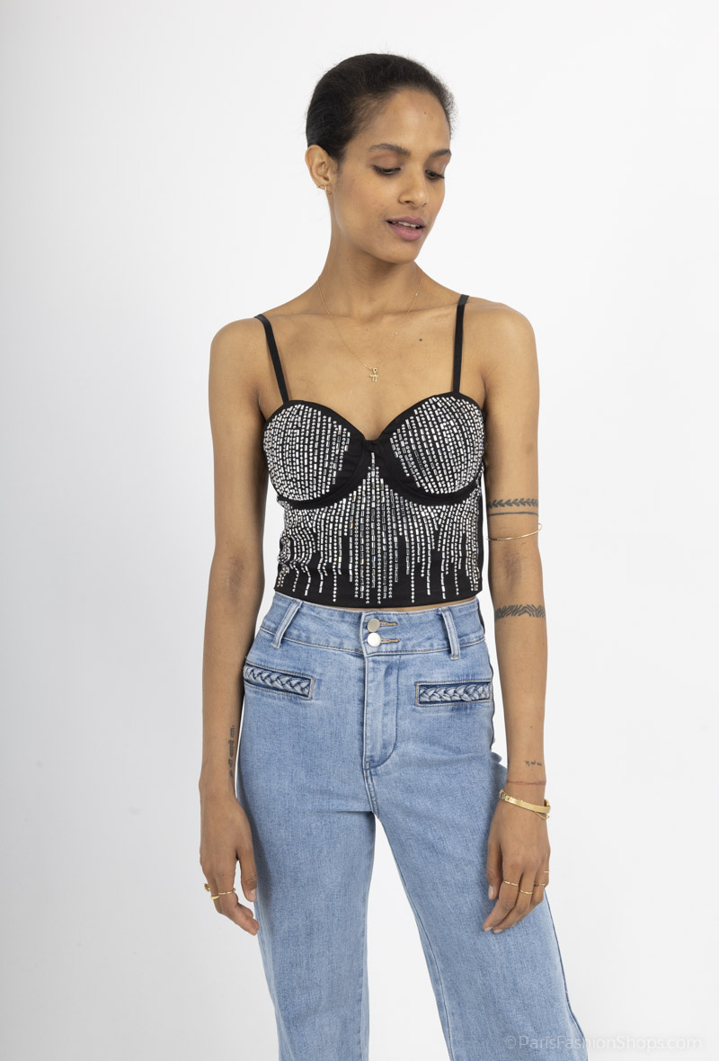Wholesaler ELSA M - Rhinestone tank top