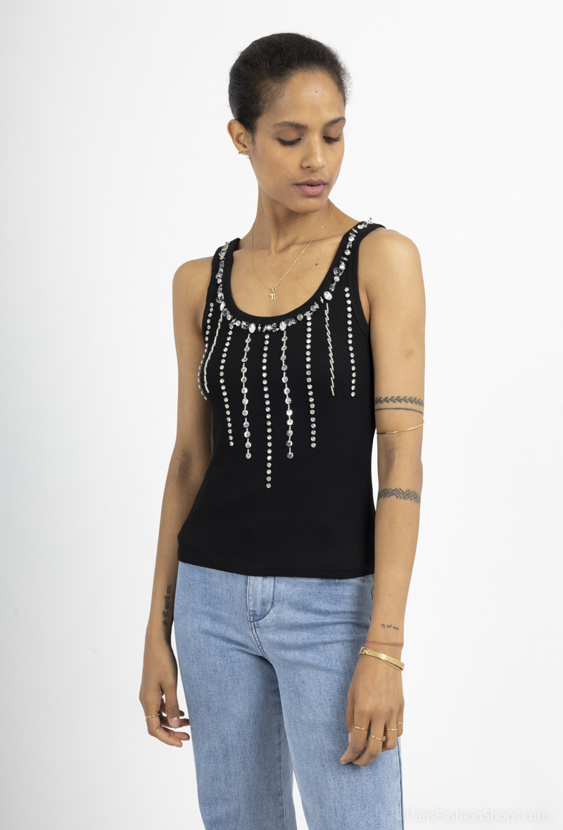 Wholesaler ELSA M - Rhinestone tank top