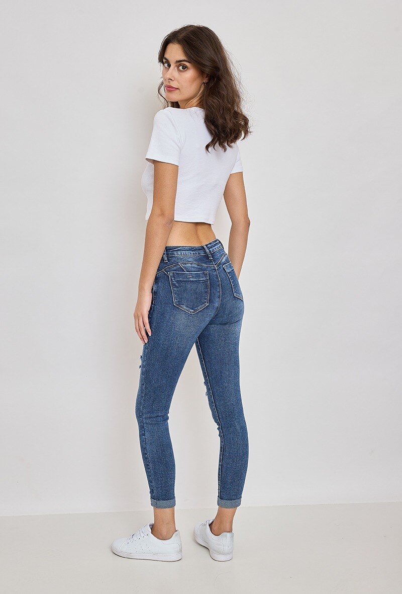 Jean skinny push up dechire