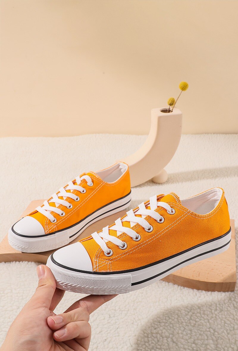 Grossiste EMAGINE (Rock and Joy) - Basket toile classique femme - Nuances Orange/Jaune/Brun