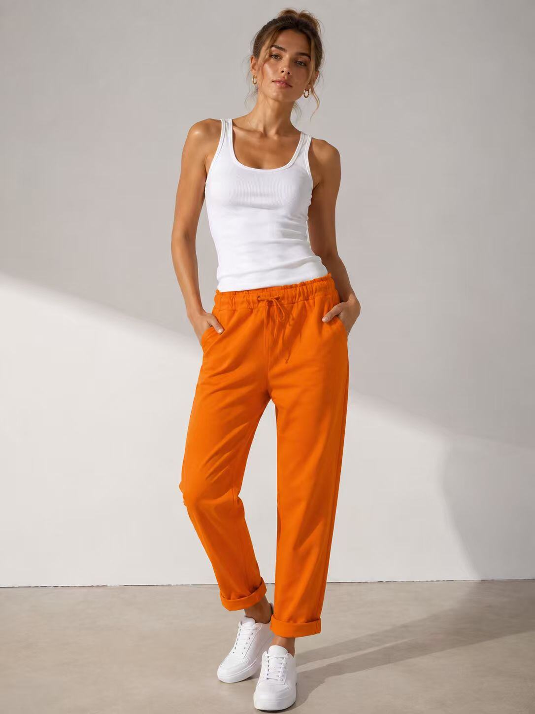 Grossista EMAGLIFICIO - Pantaloni slim alla caviglia con coulisse