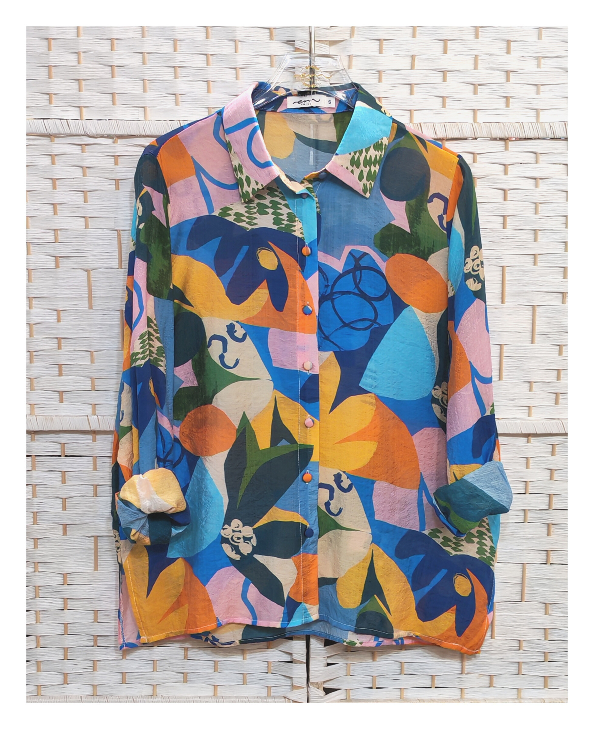 Grossiste Emi Jo - CHEMISE IMPRIME MANCHE LONGUE SUPER LEGEE MULTI COULEUR