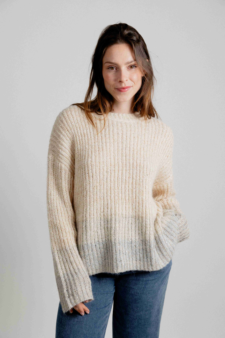 Wholesaler EMILIE K PRET A PORTER - Gradient color sweater with sequin thread