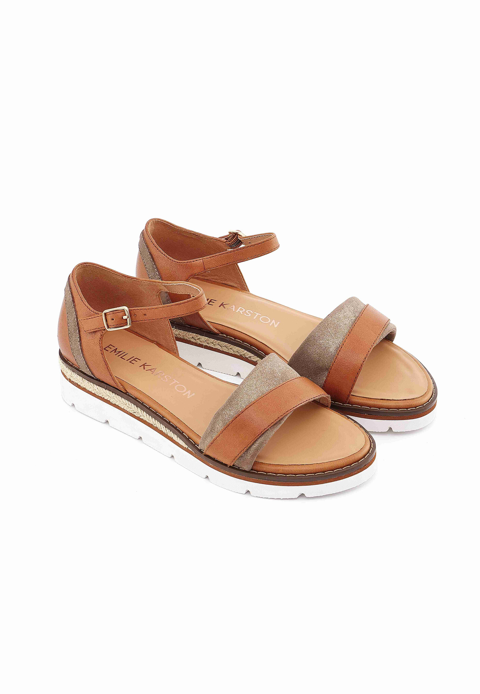 Wholesaler EMILIE KARSTON - Viviane Bi-Matière wedge sandal with ankle bridle