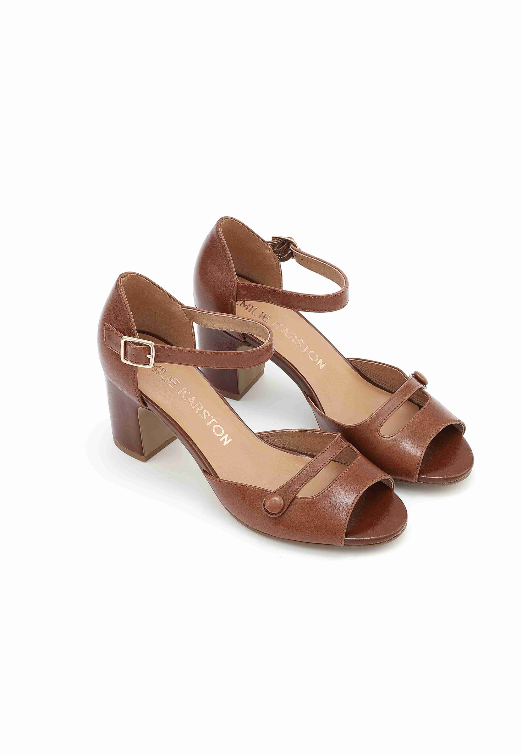 Wholesaler EMILIE KARSTON - Ella heel sandals block - open end, ankle bridle