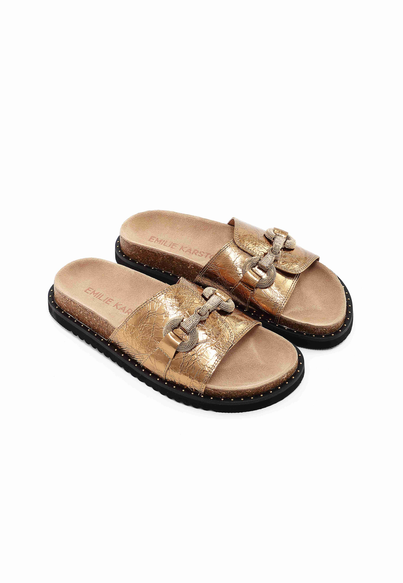 Wholesaler EMILIE KARSTON - Heidi mules in leather - anatomical comfort & metal ornament