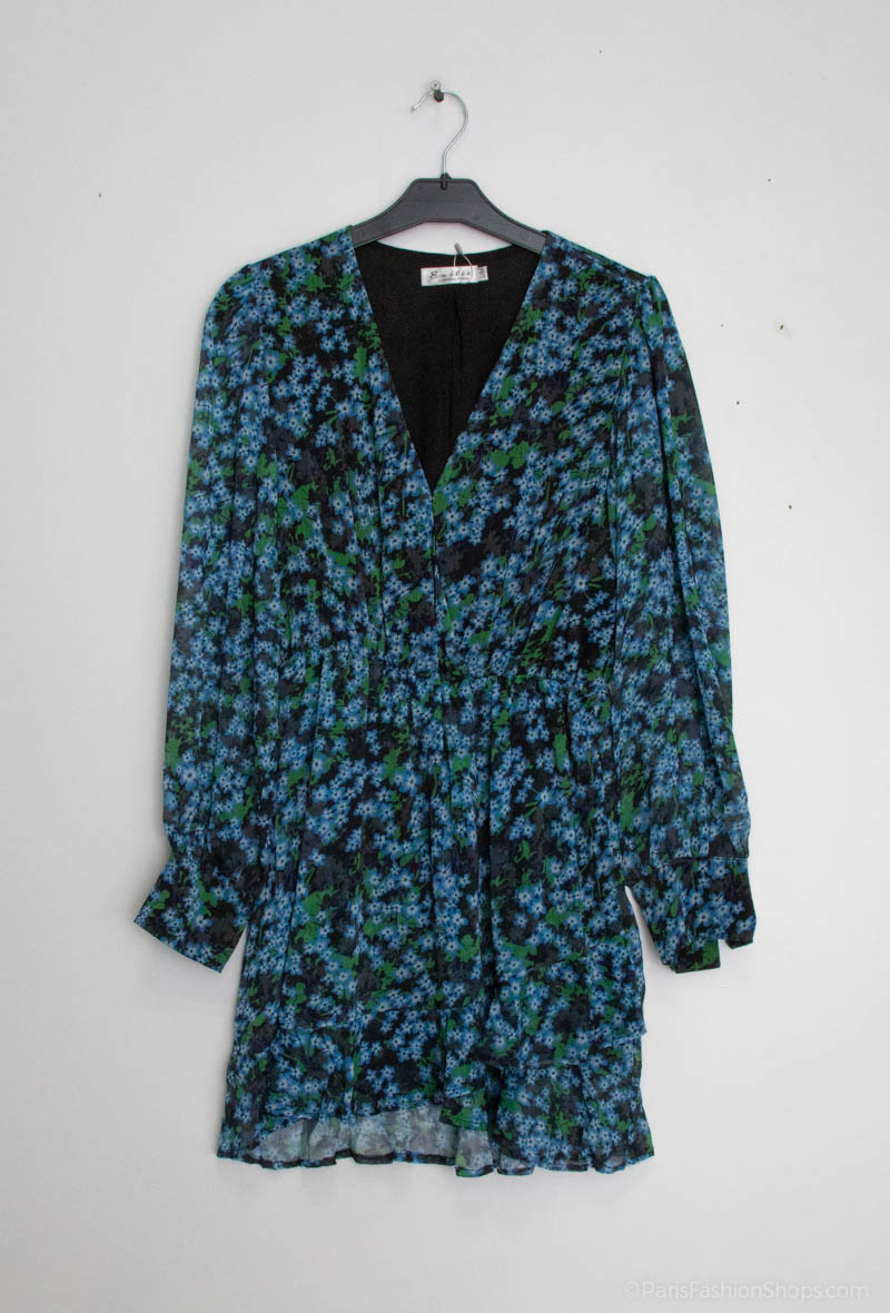 Grossiste Emilie Paris - Robe Manches Longues Fleurs