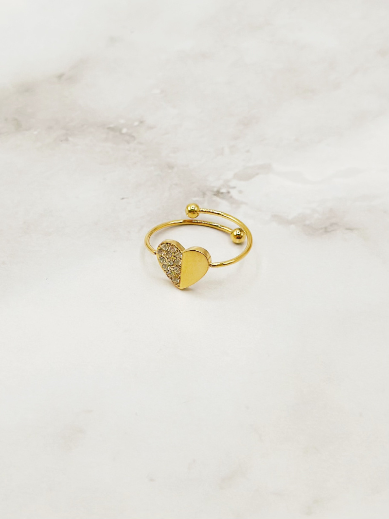 Mayorista Emily - Anillo de Acero Inoxidable Corazón Brillante