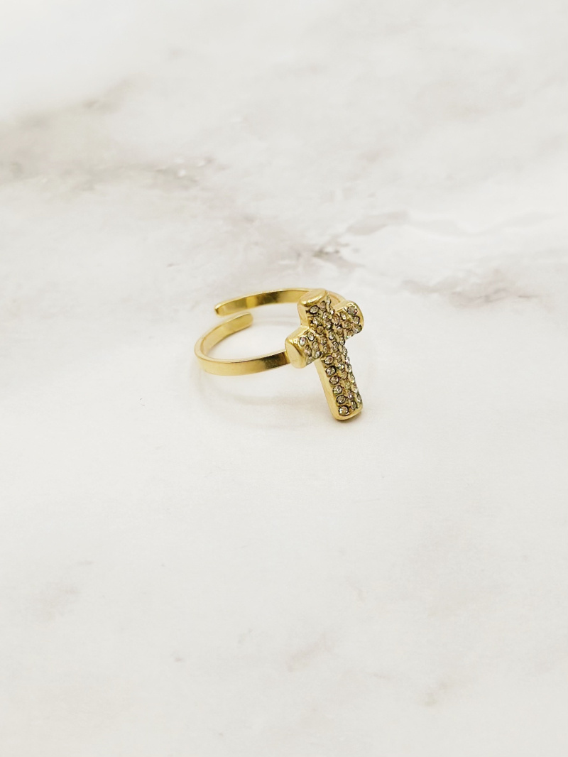 Mayorista Emily - Anillo de Acero Inoxidable Cruz Brillante