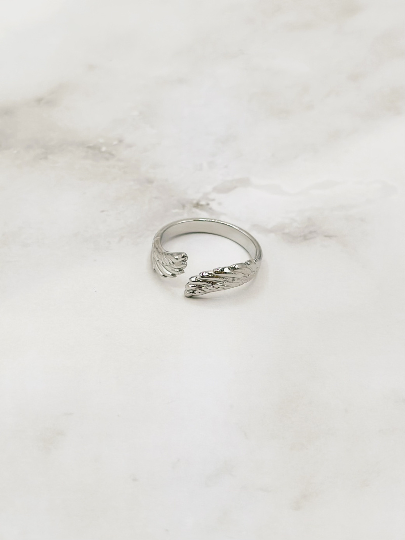 Mayorista Emily - Anillo de acero inoxidable Alas Plateadas