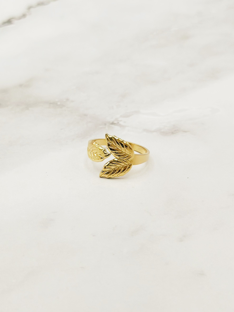 Mayorista Emily - Anillo de Acero Inoxidable Hojas Elegantes