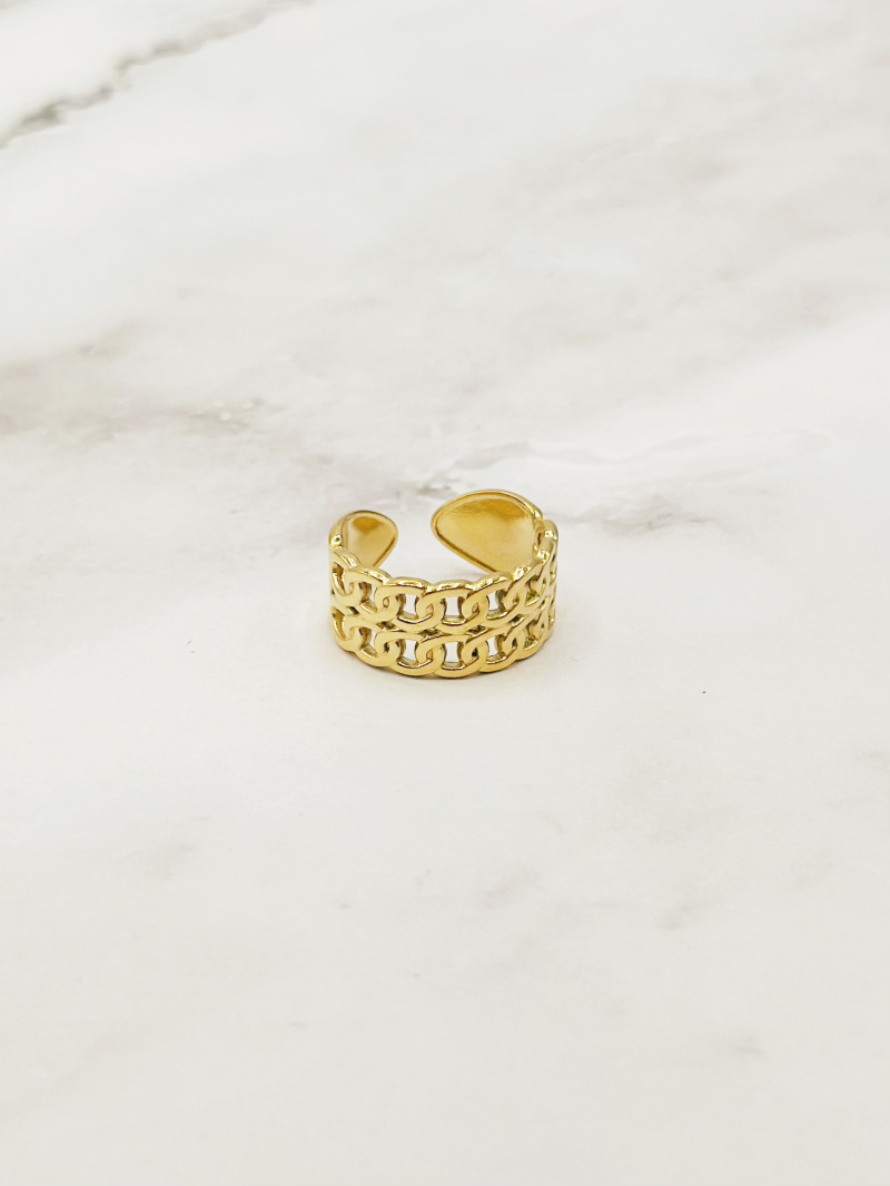 Mayorista Emily - Anillo de Acero Inoxidable de Doble Cadena