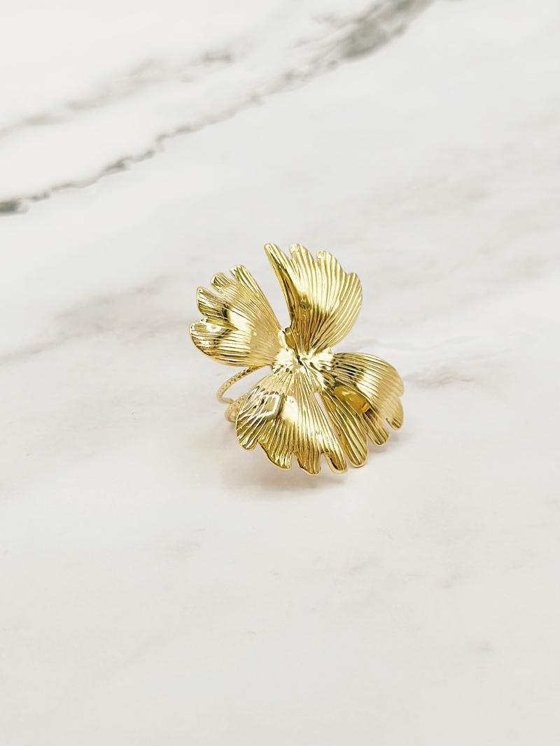 Mayorista Emily - Anillo de Acero Inoxidable Abanico de Ginkgo