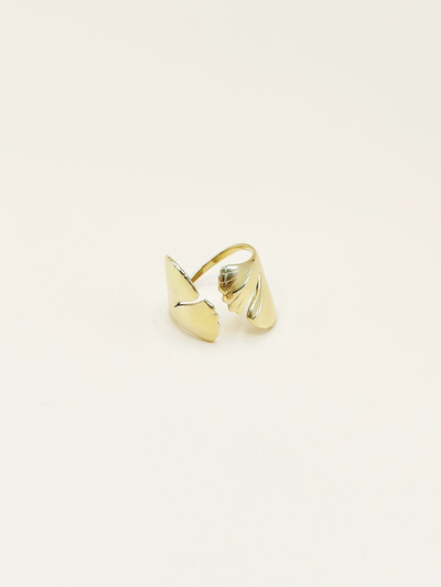 Mayorista Emily - Anillo ajustable de acero inoxidable dorado Ginkgo Mayorista Emily - Anillo ajustable de acero inoxidable dorado Ginkgo