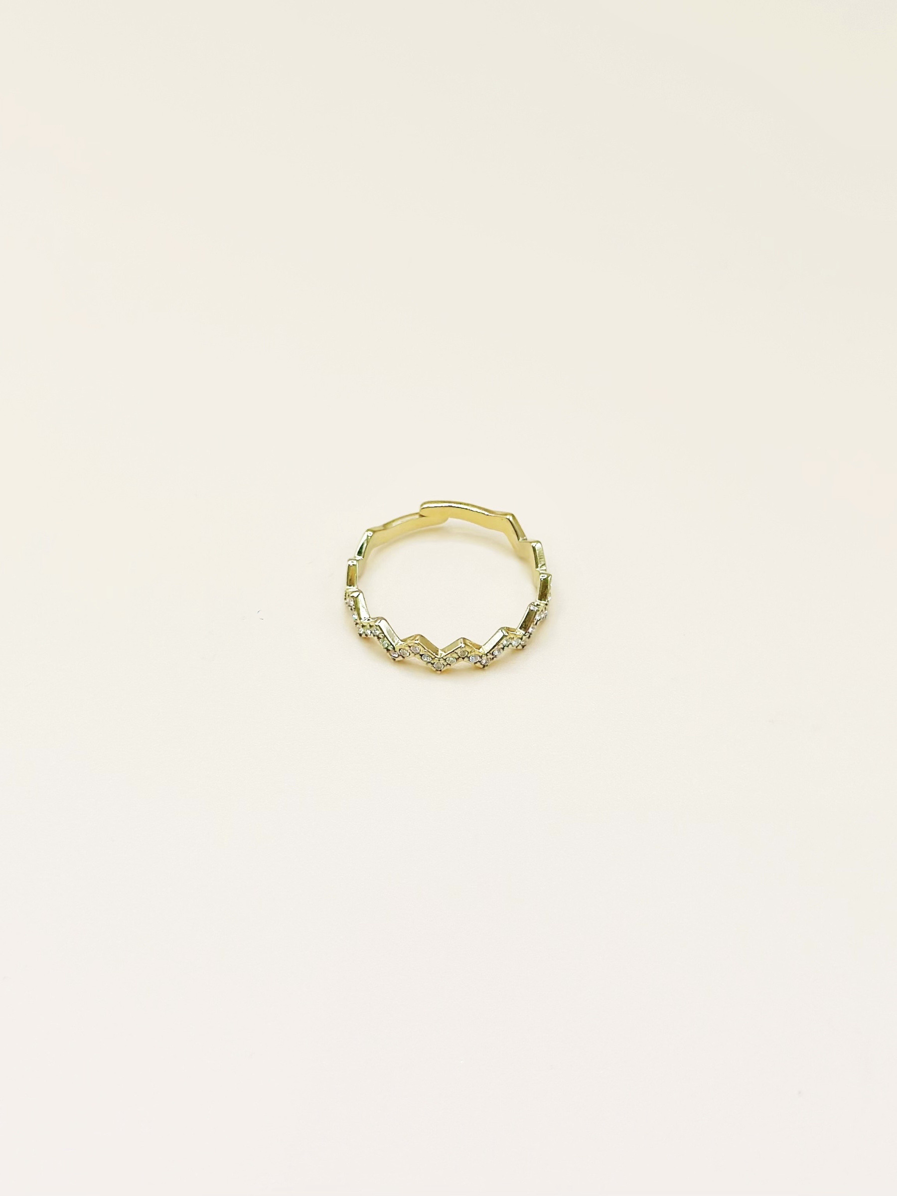 Grossiste Emily - Bague ajustable en acier inoxydable Zigzag