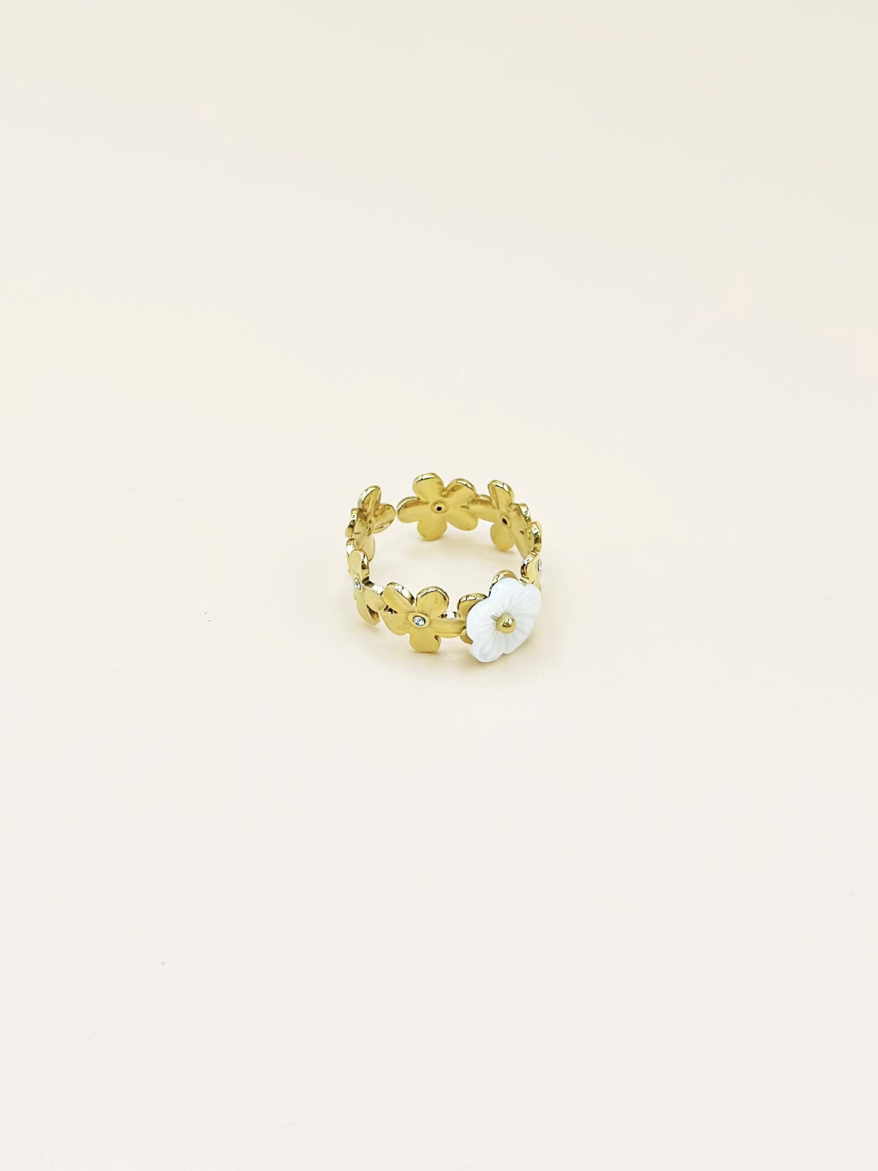 Grossiste Emily - Bague ajustable en acier inoxydable Fleur