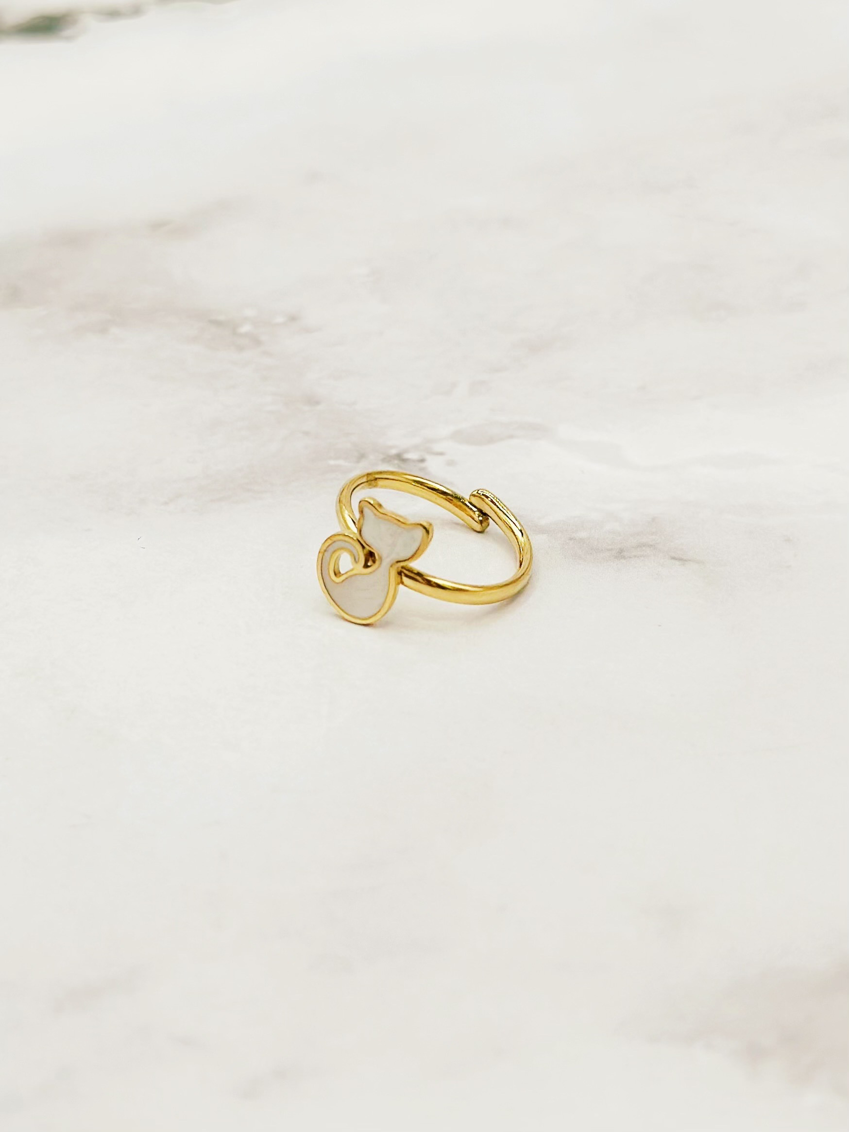 Grossiste Emily - Bague en acier inoxydable ajustable Chat