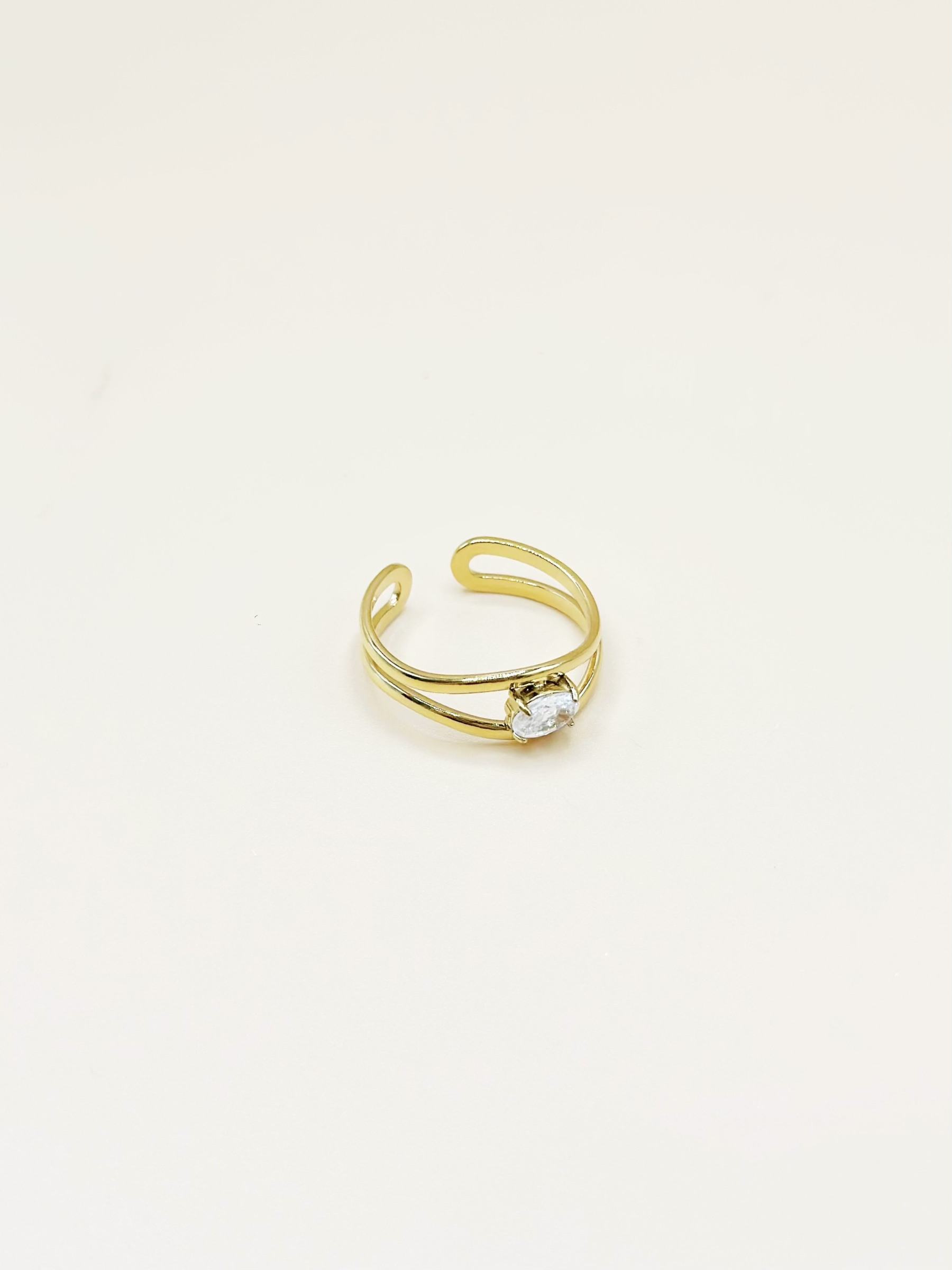 Grossista Emily - Anello regolabile in acciaio inossidabile dorato con zircone