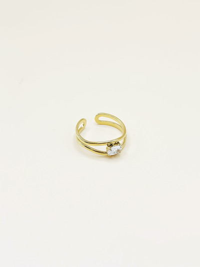 Mayorista Emily - Anillo ajustable de acero inoxidable dorado con circonita Mayorista Emily - Anillo ajustable de acero inoxidable dorado con circonita