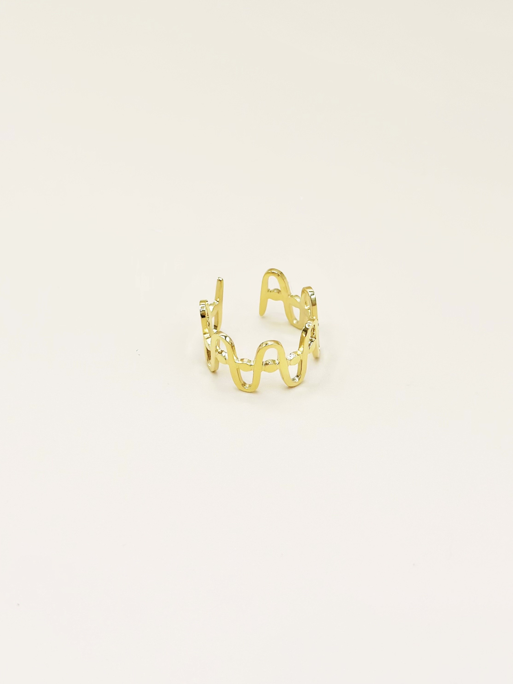 Grossiste Emily - Bague ajustable en acier inoxydable Courbes ondulées