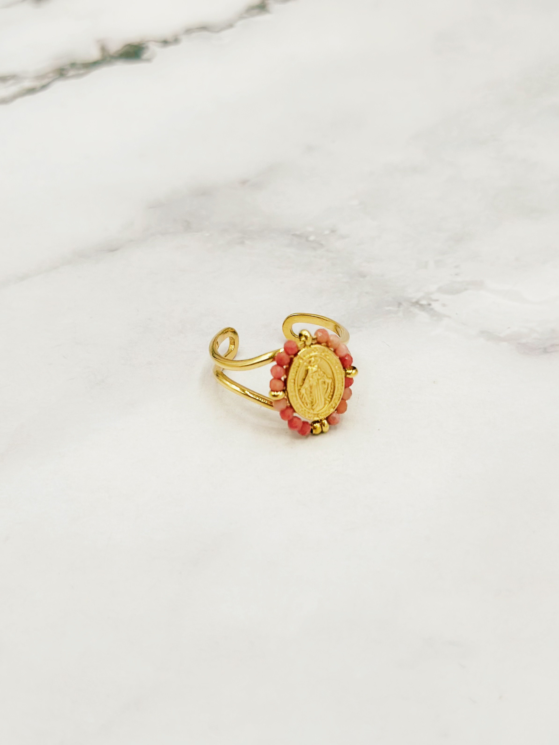 Grossiste Emily - Bague ajustable en acier inoxydable Métaille Perles