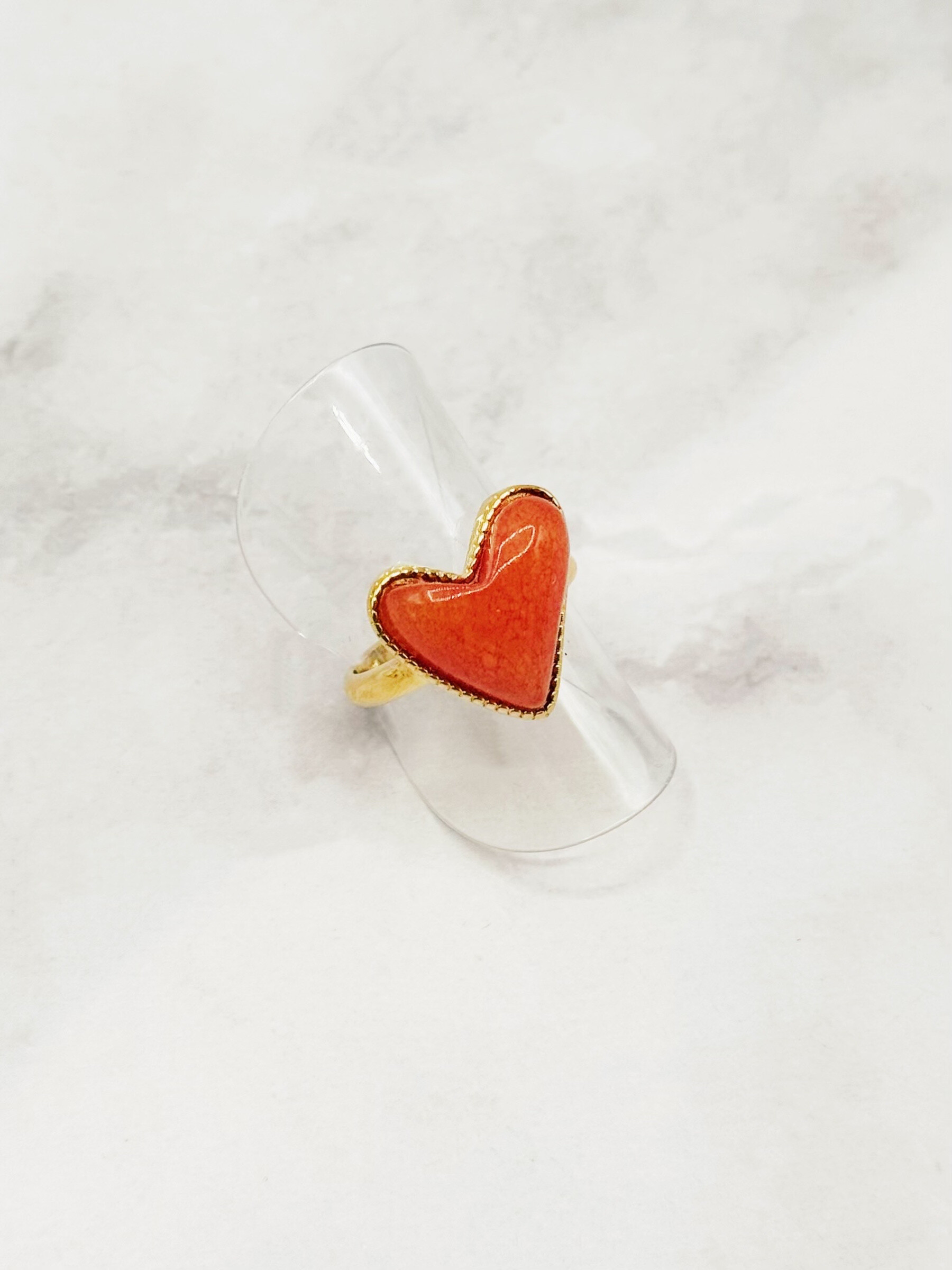 Grossiste Emily - Bague en acier inoxydable ajustable Coeur Pierre