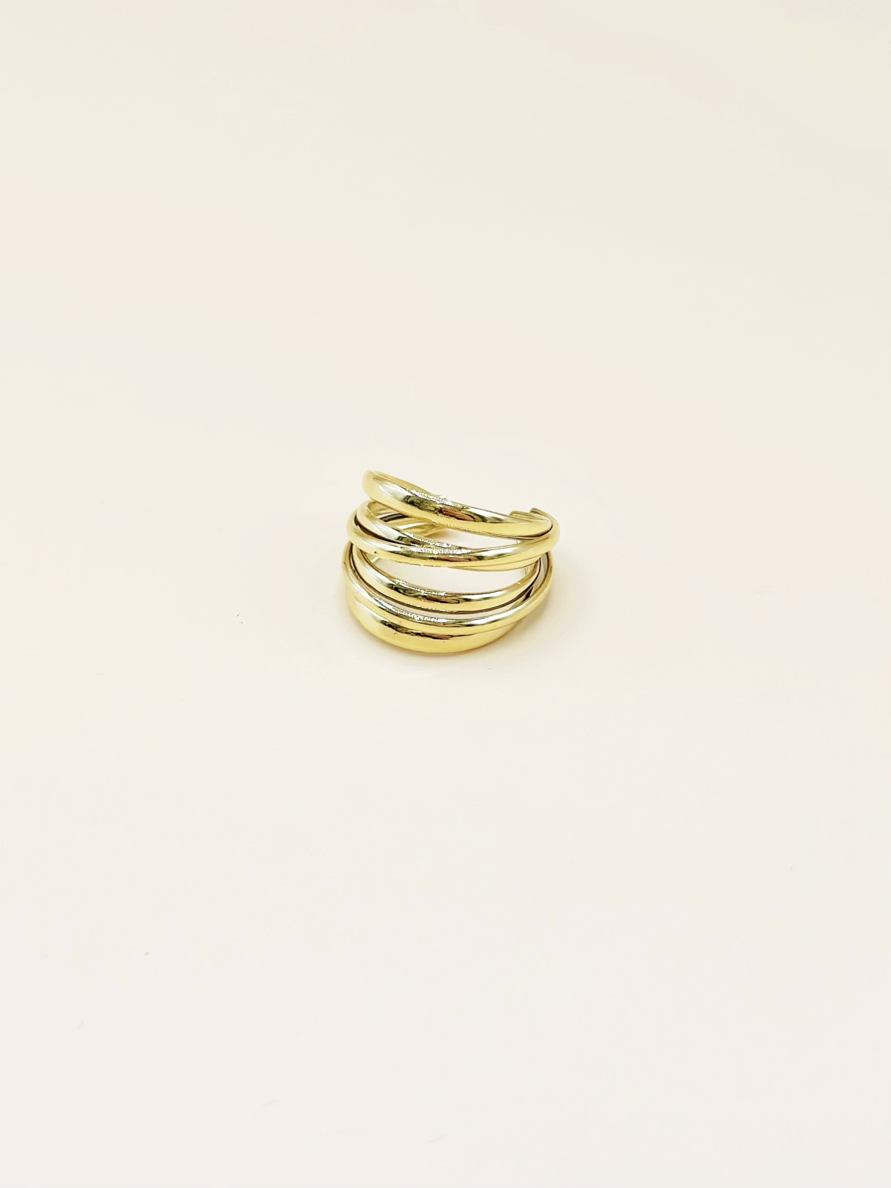 Grossiste Emily - Bague ajustable en acier inoxydable Lignes superposées