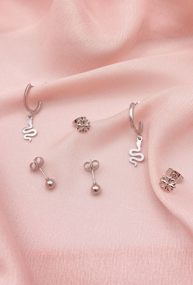 Wholesaler Emily - Set of 3 Stainless Steel Earrings