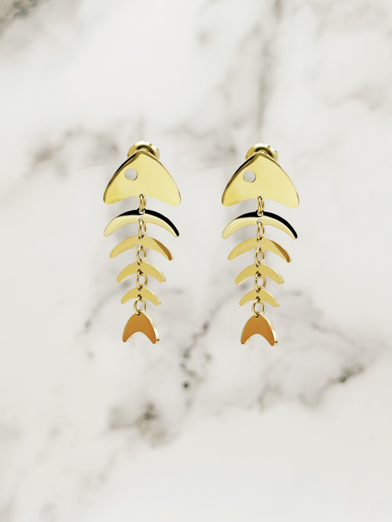 Grossiste Emily - Boucles d'oreilles en acier inoxydable Arêtes de Poisson
