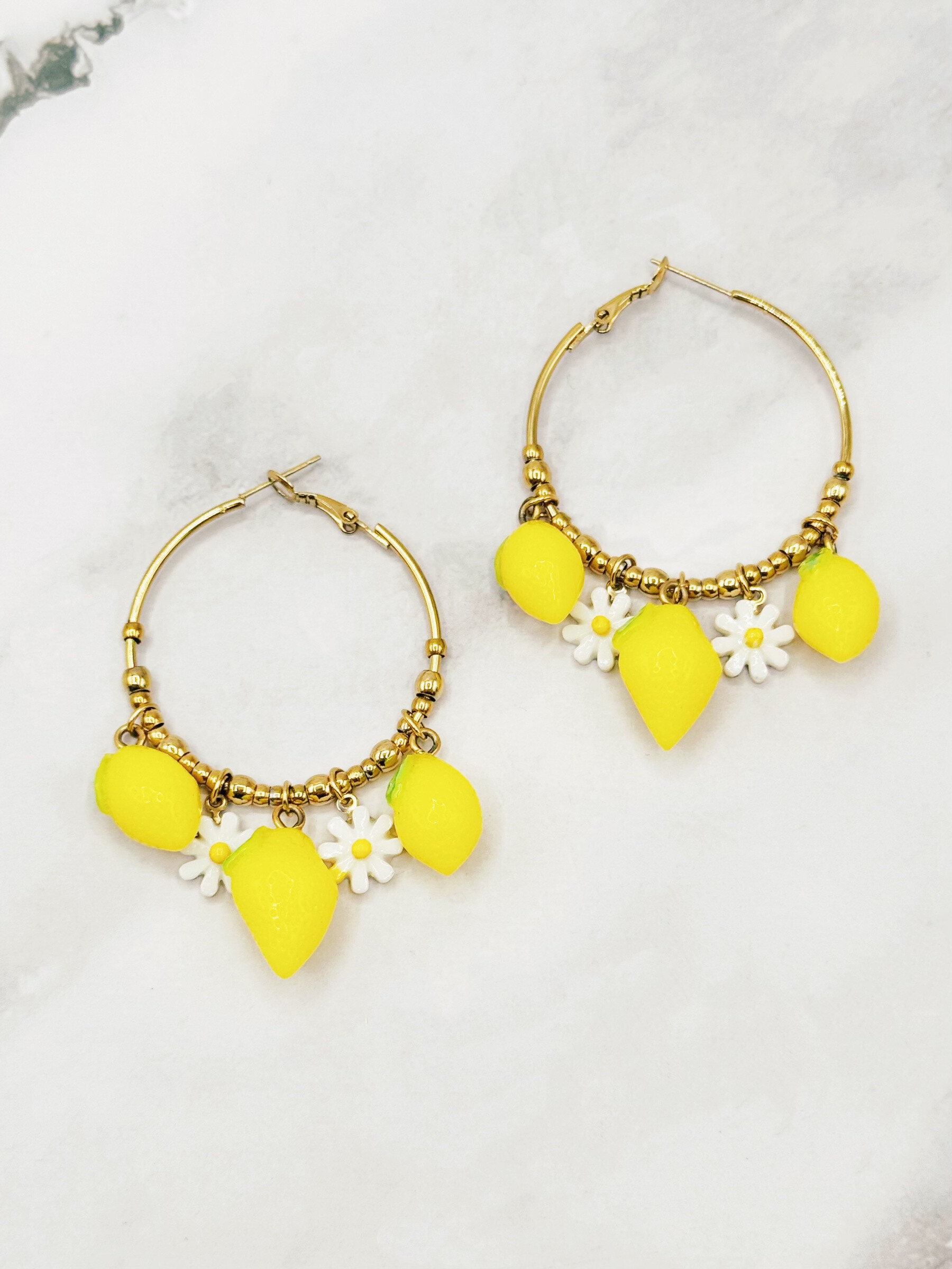 Grossiste Emily - Boucles d'oreilles en acier inoxydable Créoles Citrons