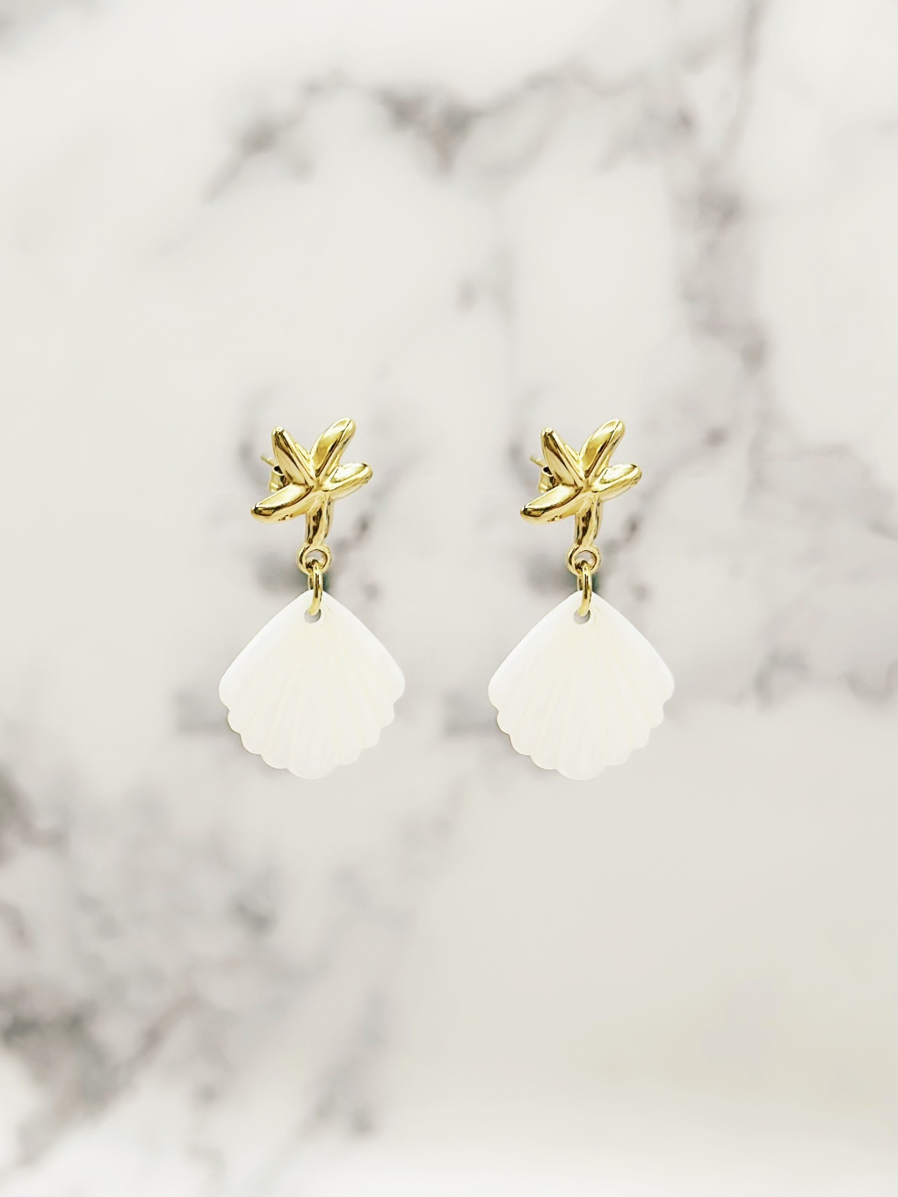 Mayorista Emily - Pendientes de Acero Inoxidable Estrella de Mar y Conchas