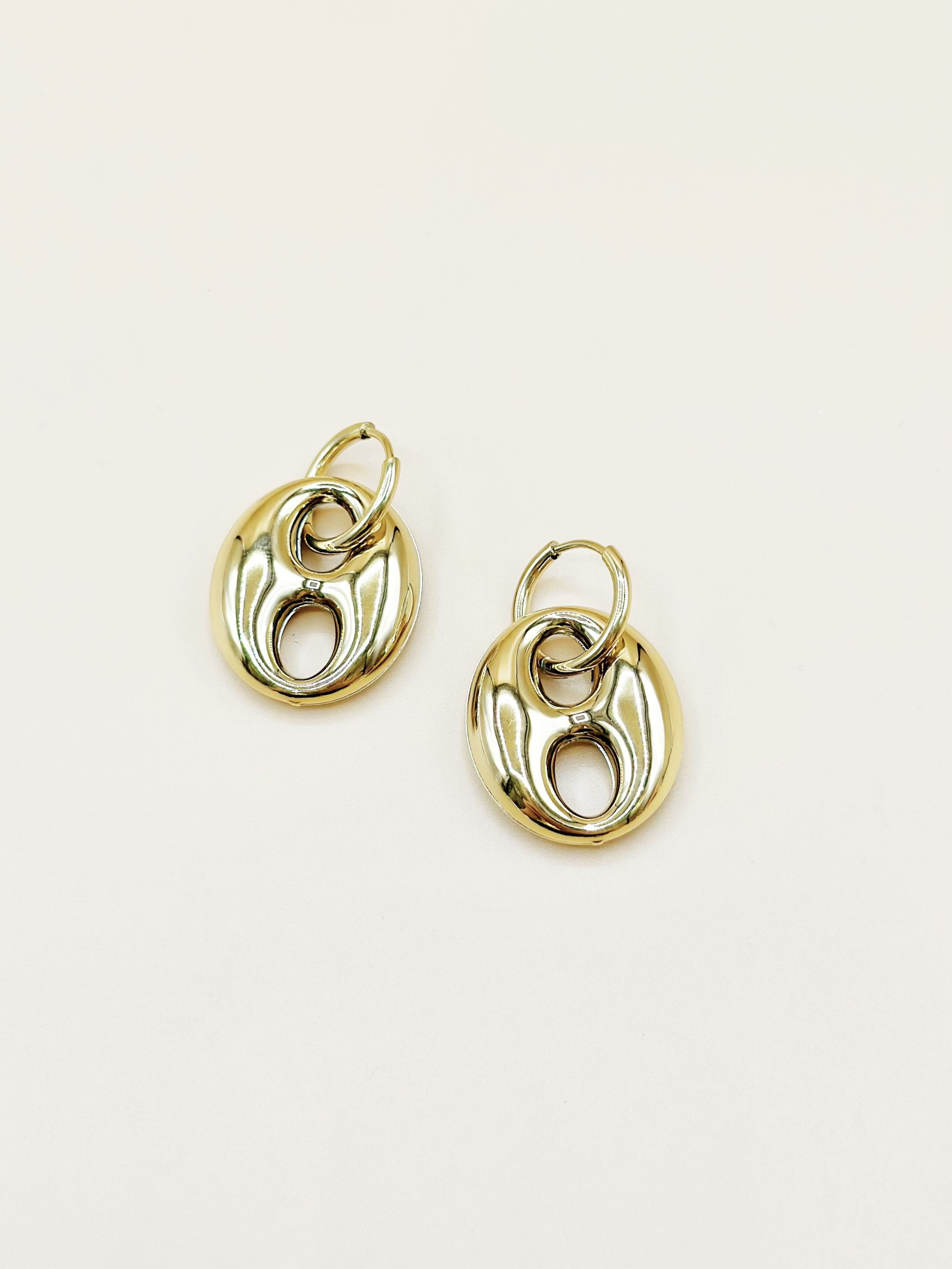 Mayorista Emily - Pendientes de acero inoxidable dorado Grano de Café