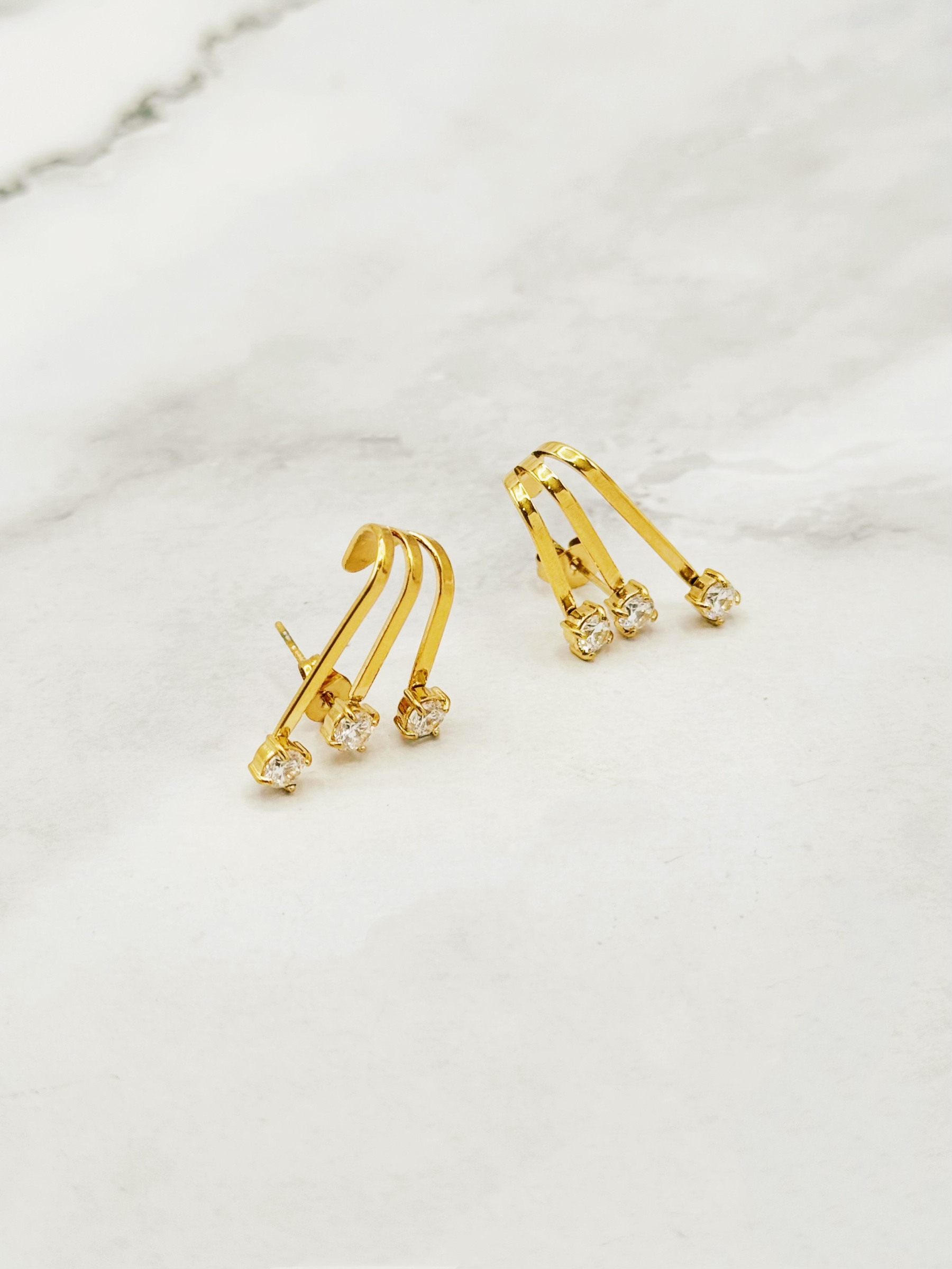 Grossiste Emily - Boucles d'oreilles en acier inoxydable Brillants