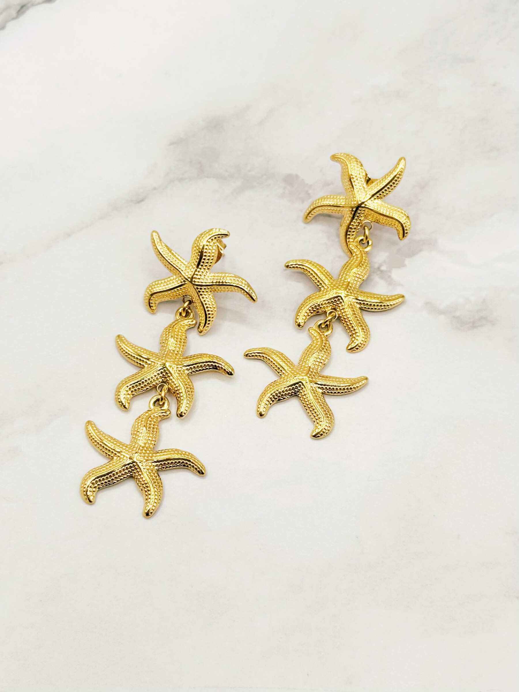Grossiste Emily - Boucles d'oreilles en acier inoxydable Étoiles de Mer