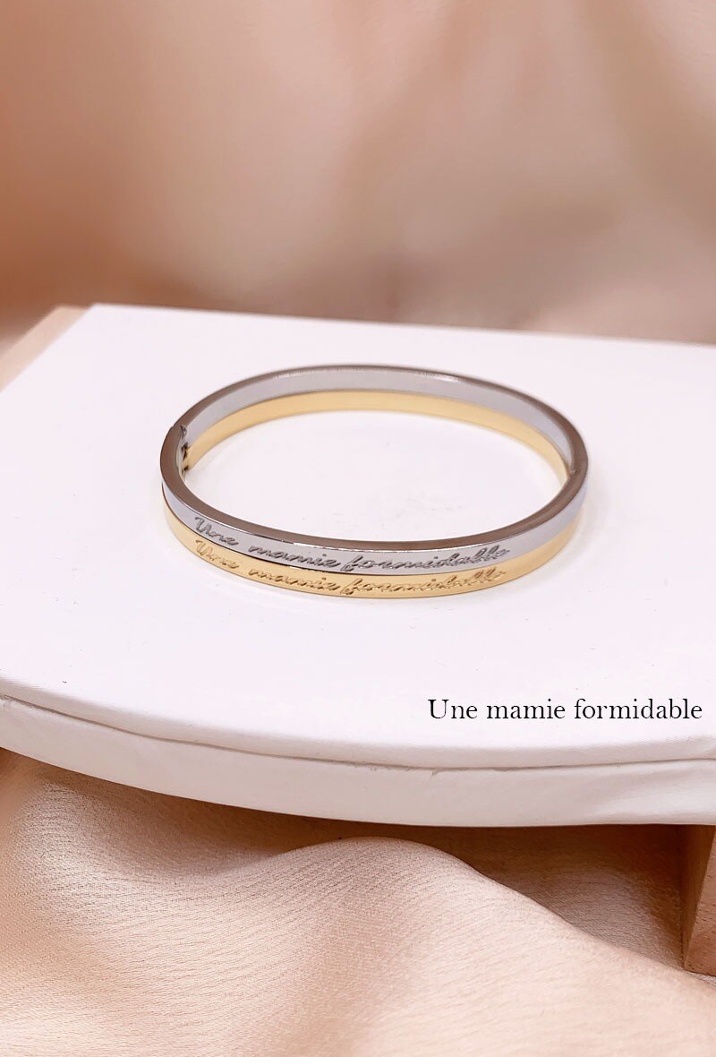 Wholesaler Emily - Closed bangle with engraved message A wonderful grandma