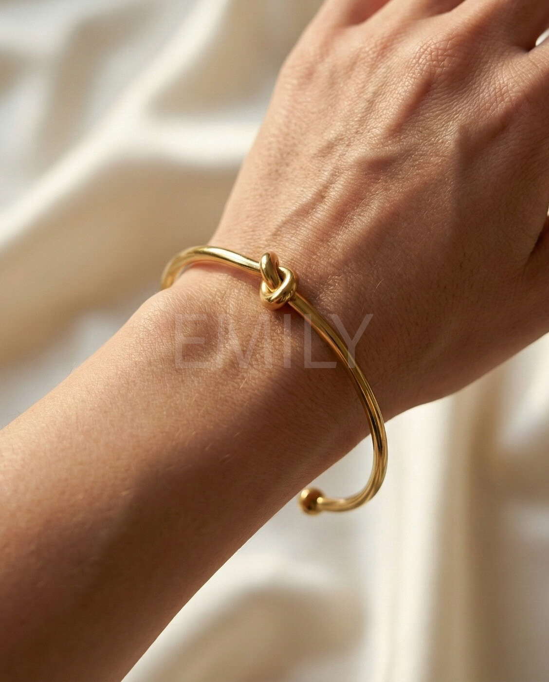 Grossiste Emily - Jonc en acier inoxydable ajustable Noeud